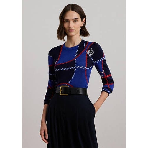Lauren ralph lauren - 'Rope Print Cotton Blend Sweater' pour Femmes