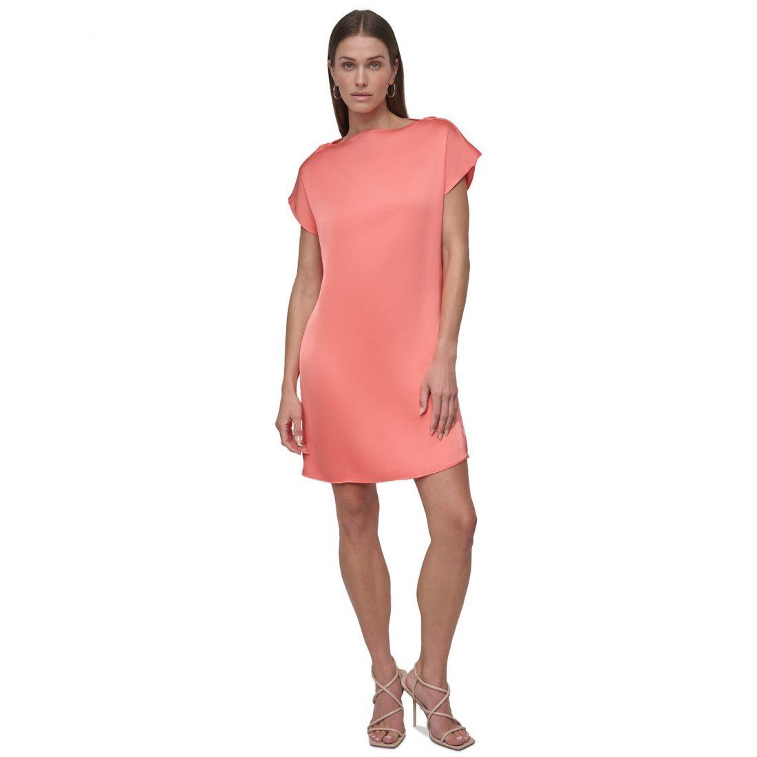 Dkny - Robe droite 'Jewel-Neck Satin Tunic' pour Femmes
