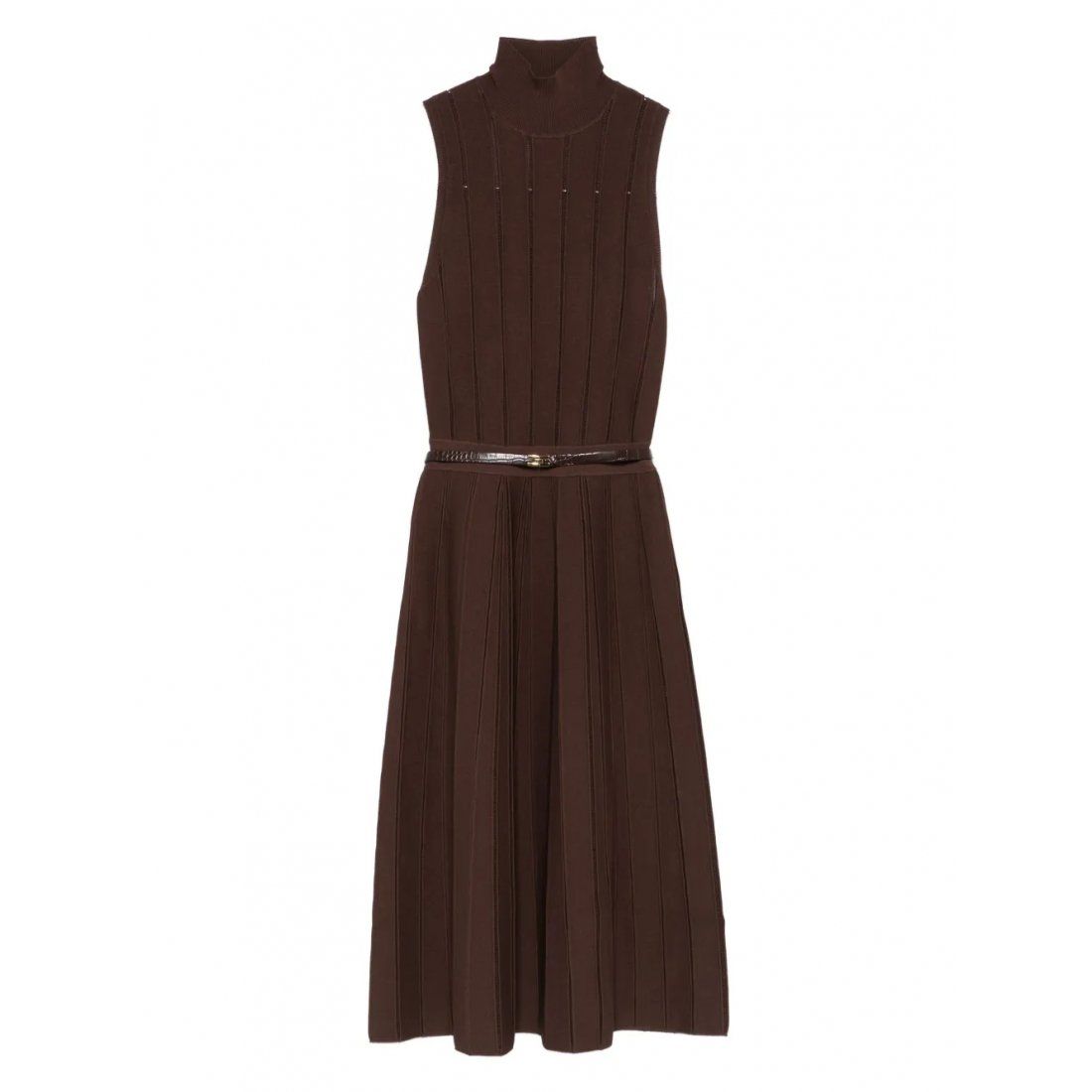 Elisabetta franchi - Robe maxi 'Ribbed Turtleneck Belted' pour Femmes