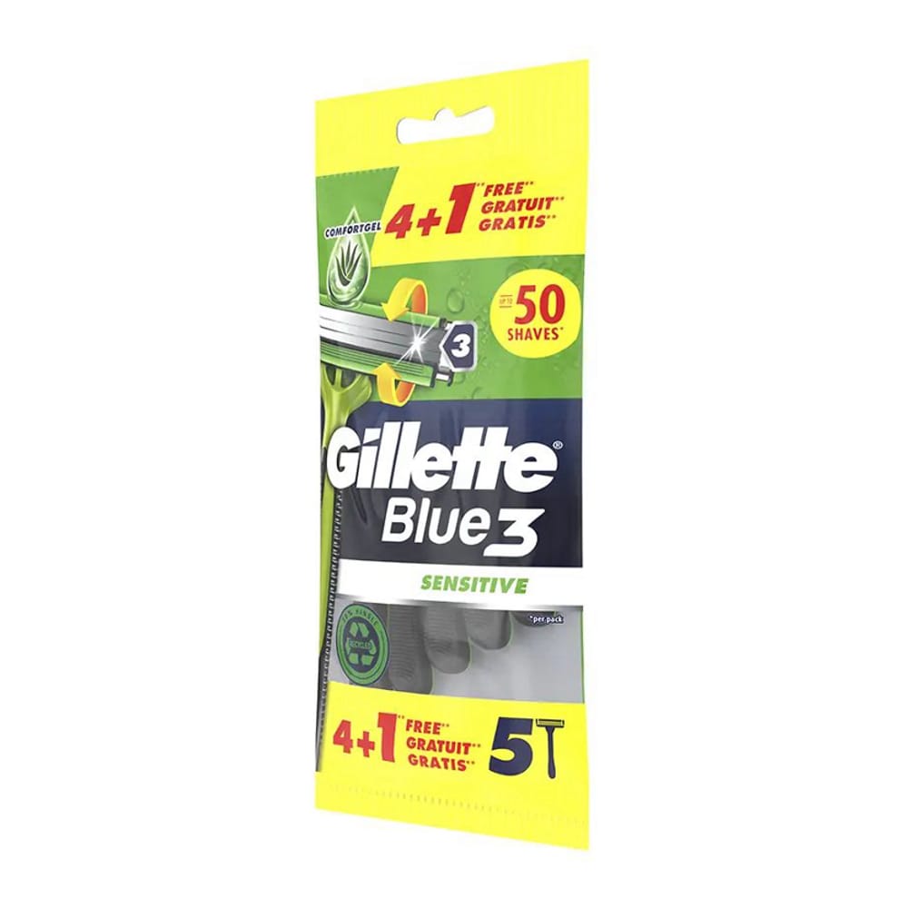 Gillette - Lames de rasoir 'Blue 3 Sensitive Disposable' - 5 Pièces