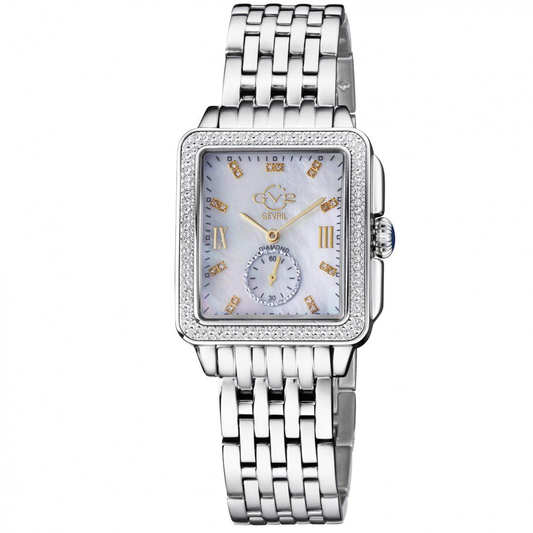 Gevril - Women's Bari Diamond Mother of Pearl Dial Stainless Steel Bracelet Watch