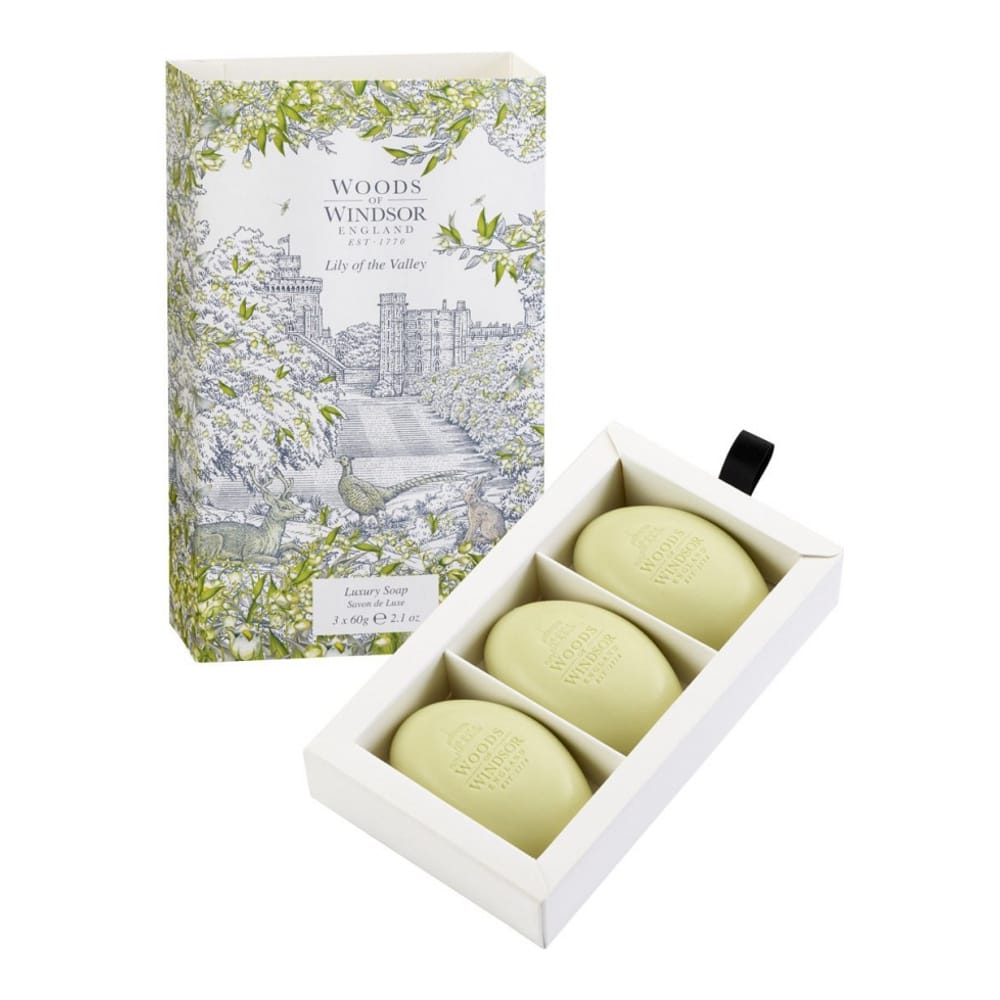 Woods of Windsor - Set de savon 'Lily of the Valley' - 60 g, 3 Pièces