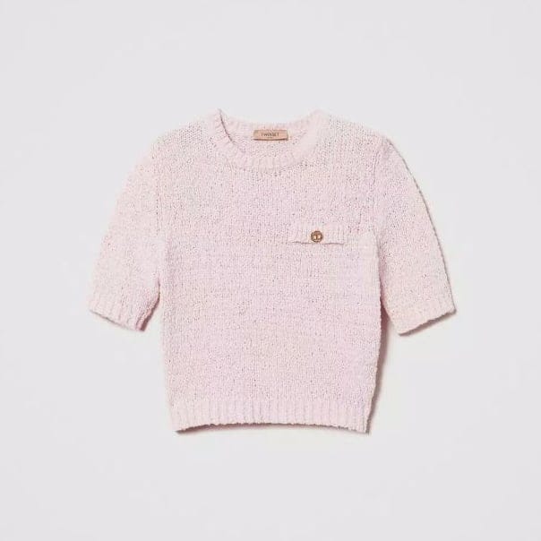 Twin set - Pull Court 'Oval T Button' pour Femmes