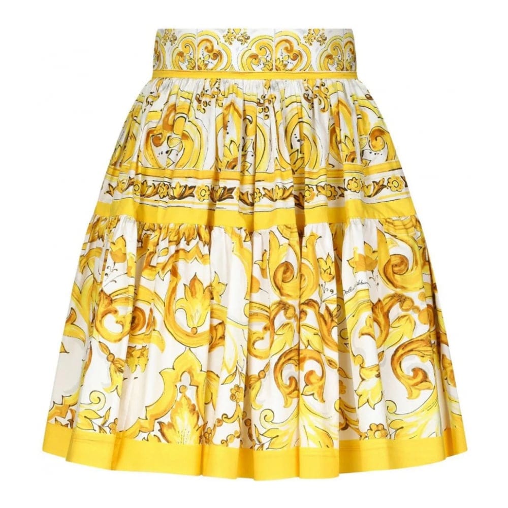 Dolce&gabbana - Mini Jupe 'Majolica-Print Pleated' pour Femmes