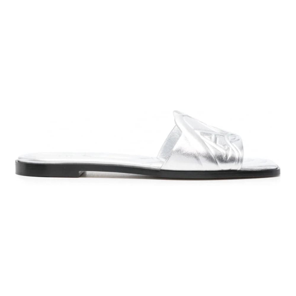 Alexander mcqueen - Sandales plates 'Embossed-Logo' pour Femmes