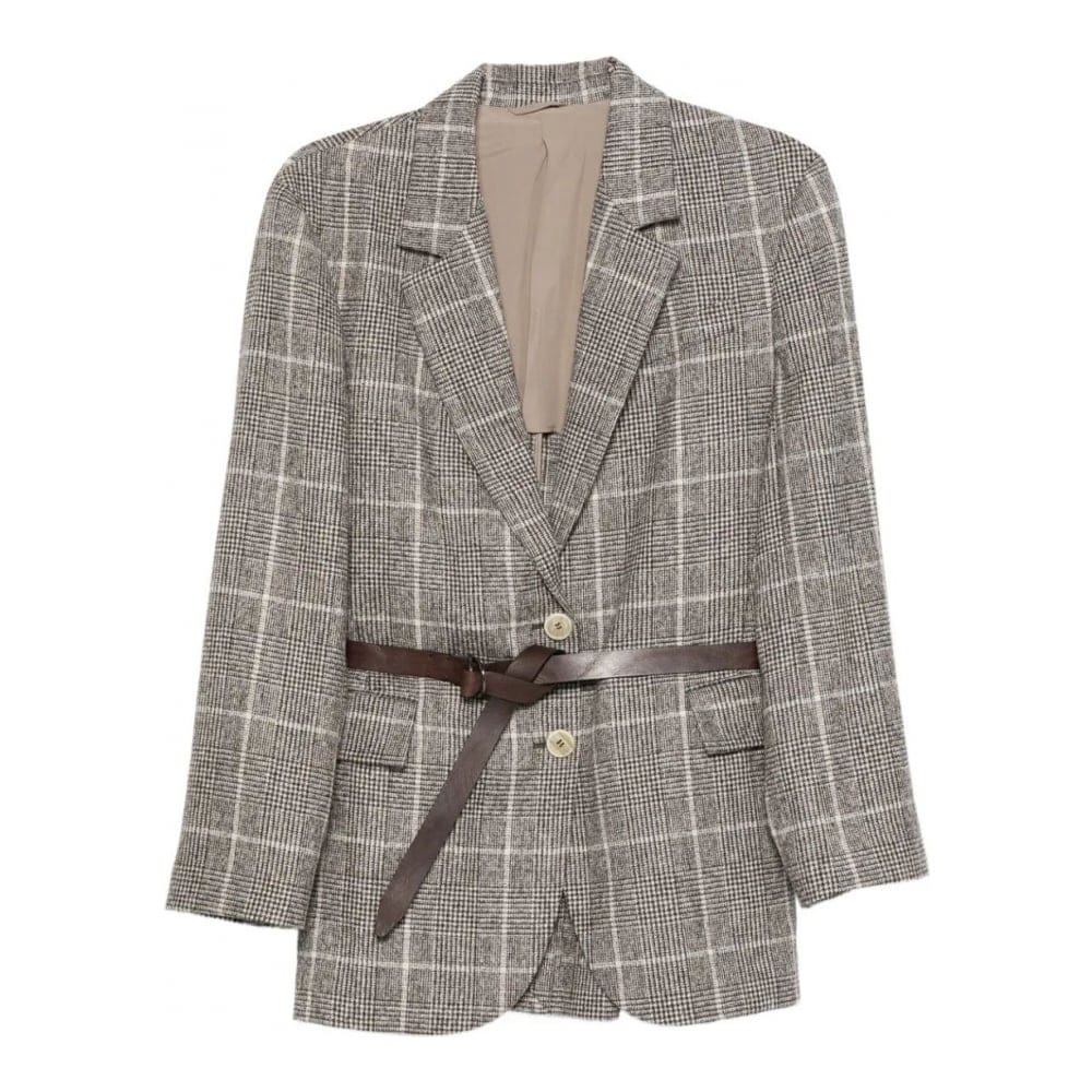 Brunello cucinelli - Blazer 'Checked Belted' pour Femmes