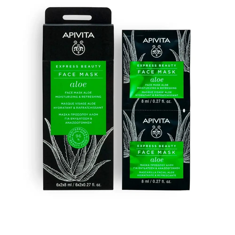 Apivita - Masque visage 'EXPRESS BEAUTY Moisturizing & Refreshing'} - Aloe Vera 8 ml, 2 Pièces