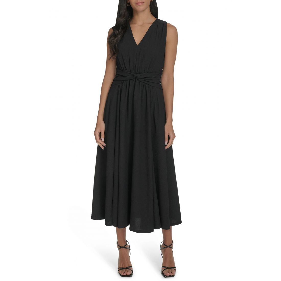 Calvin klein - Robe Midi 'Sleeveless Knotted Waist Gauze' pour Femmes