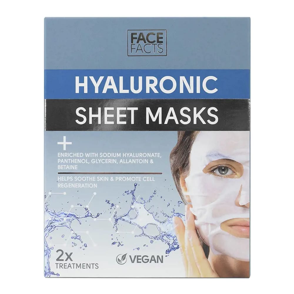Face Facts - Masque en feuille 'Hyaluronic' - 20 ml, 2 Pièces