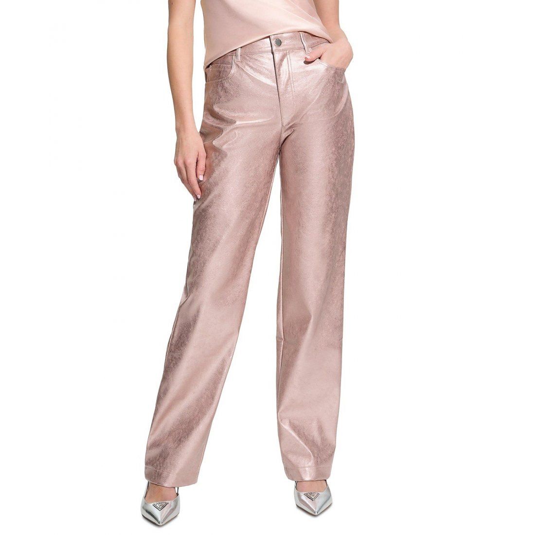 Guess - Pantalon 'Ambra Metallic Straight-Leg Pants' pour Femmes