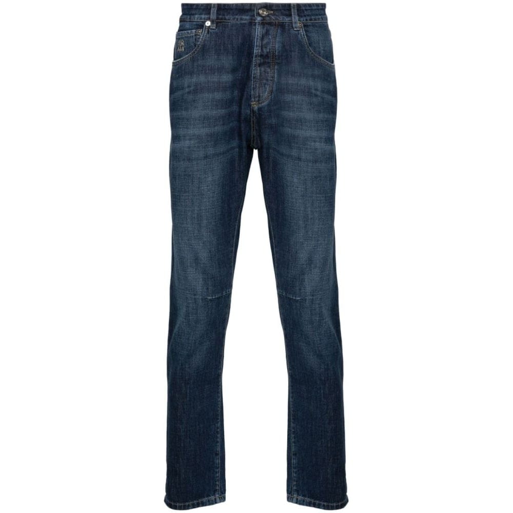 Brunello cucinelli - Jeans 'Solomei-Embroidered Tapered' pour Hommes