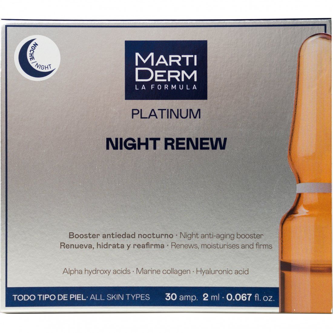 Martiderm - Ampoules anti-âge 'Platinum Night Renew' - 10 Pièces, 2 ml
