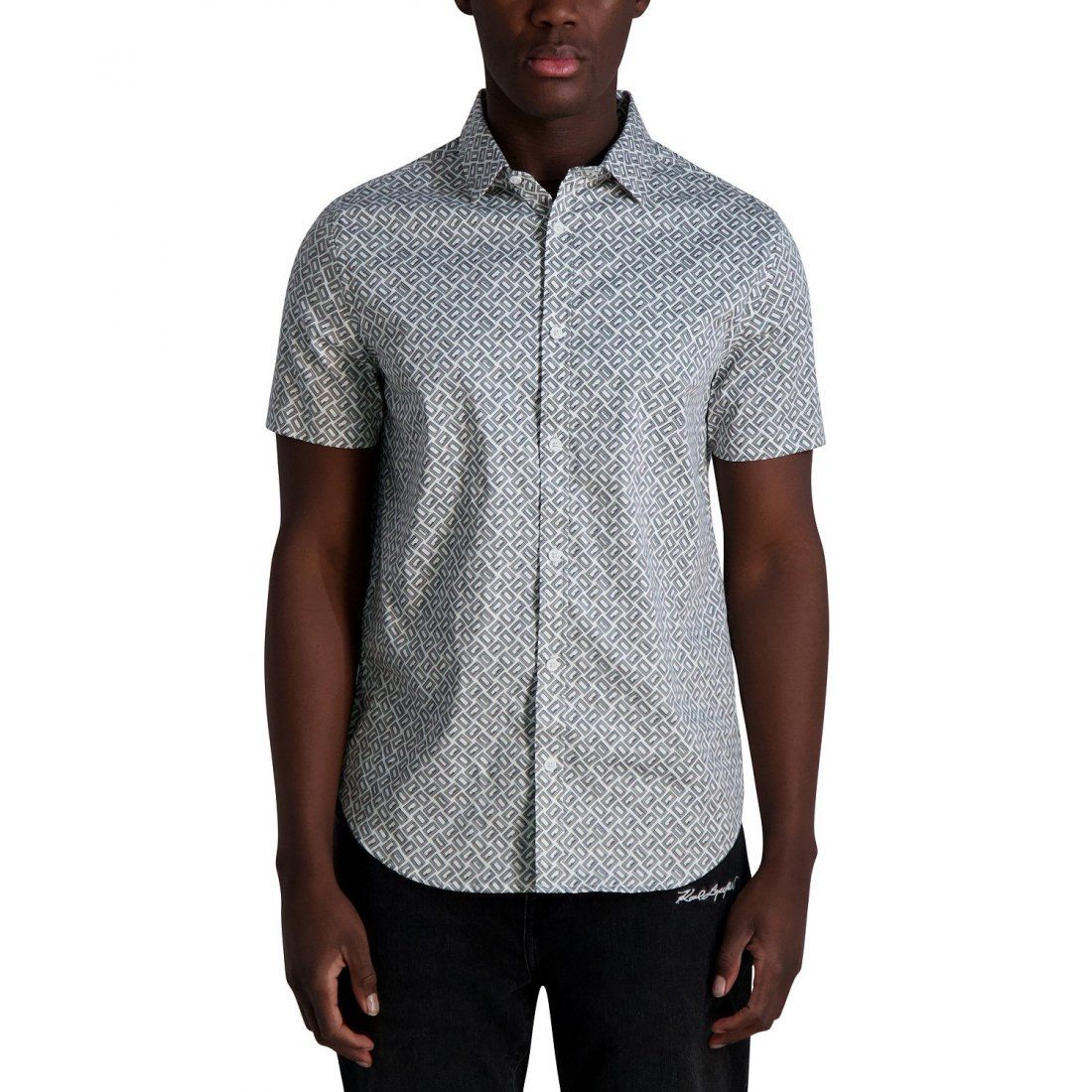 Karl lagerfeld paris - Chemise 'Regular-Fit Double LL Logo-Print Button-Down' pour Hommes