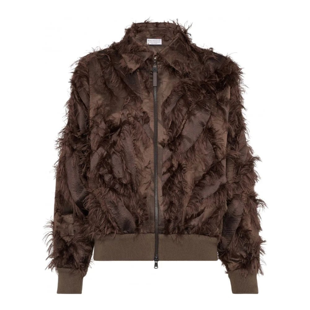 Brunello cucinelli - Blouson bomber 'Feather-Trimmed' pour Femmes