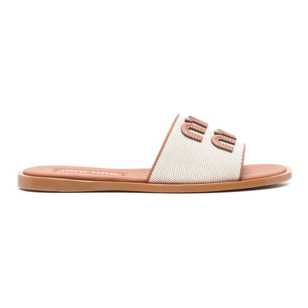 Miu miu - Sandales plates 'Appliqué-Logo' pour Femmes