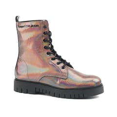 IRIDESCENT PATENT LACE UP BOOT