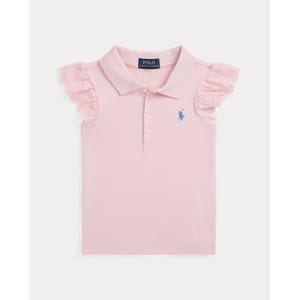 'Eyelet Stretch' Polohemd für kleinkind & kleine Mädchen