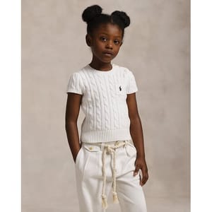'Cable-Knit' Kurzarm Pullover für kleinkind & kleine Mädchen