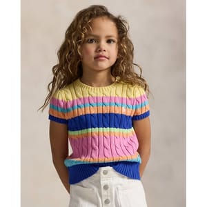'Striped' Kurzarm Pullover für kleinkind & kleine Mädchen