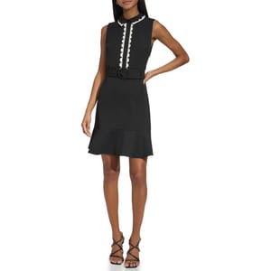 'Sleeveless Collar Solid' Fit & Flare Kleid für Damen