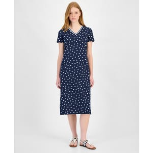 'Island Dot V-Neck' Midi Kleid für Damen