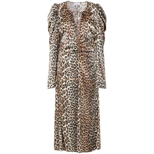 'Leopard-Print Ruched' Midi Kleid für Damen