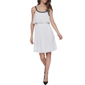 'Chiffon with Color Block and Bow Details' A-Linien Kleid für Damen