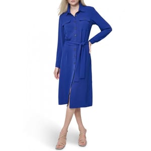 'Long Sleeve Collared Button Front' Hemdkleid für Damen